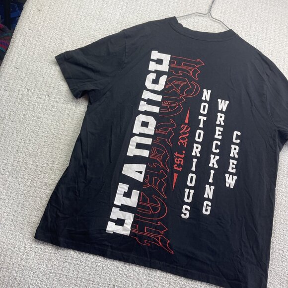 Y2K HEADRUSH T-shirt Men Sz XXL Black Goth Grunge Spell out Logo Est 2008 - Picture 12 of 13